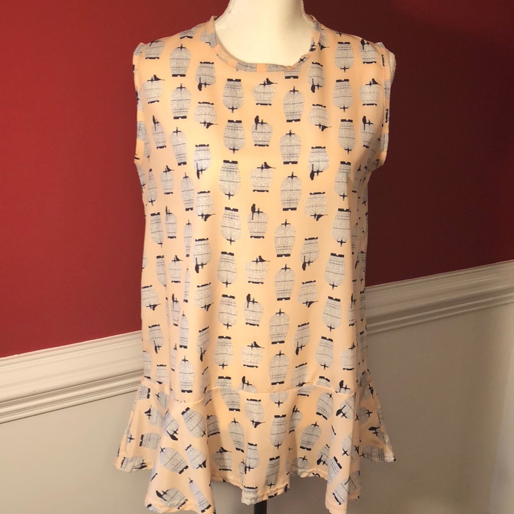 Birdcage tank with ruffle hem
